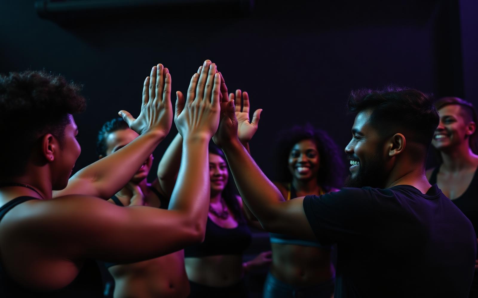 Members high-fiving after a free Saturday community workout